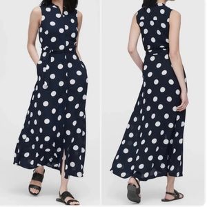 Banana Republic Navy & White Polka Dots Dress